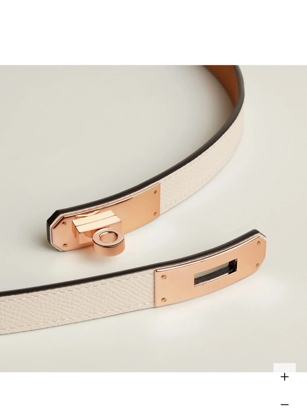 Hermes Leather Belt with Rose Gold Turn-Lock – Cream